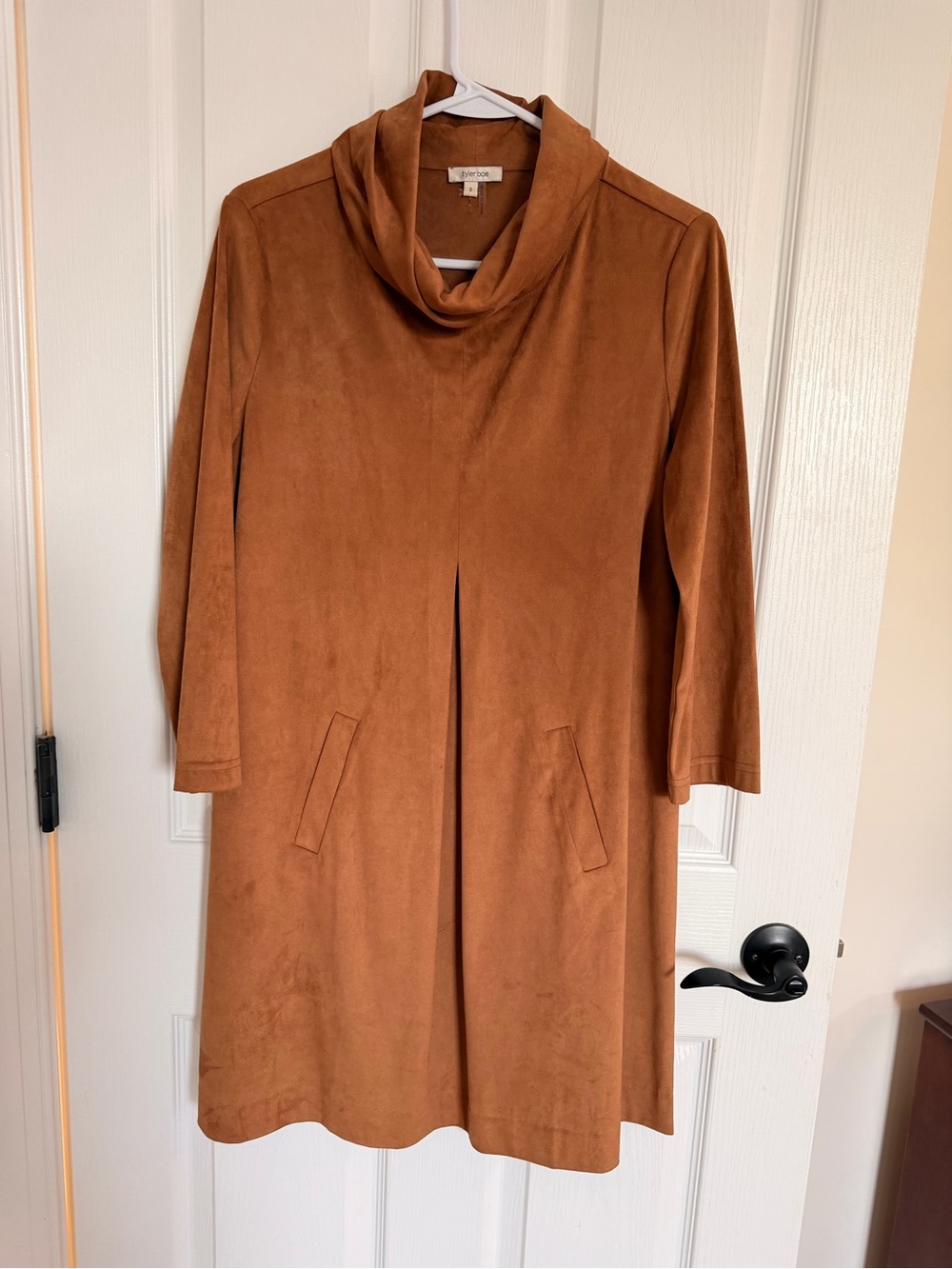 Tyler Boe Long-Sleeve Faux-Suede A-Line Dress in Rust